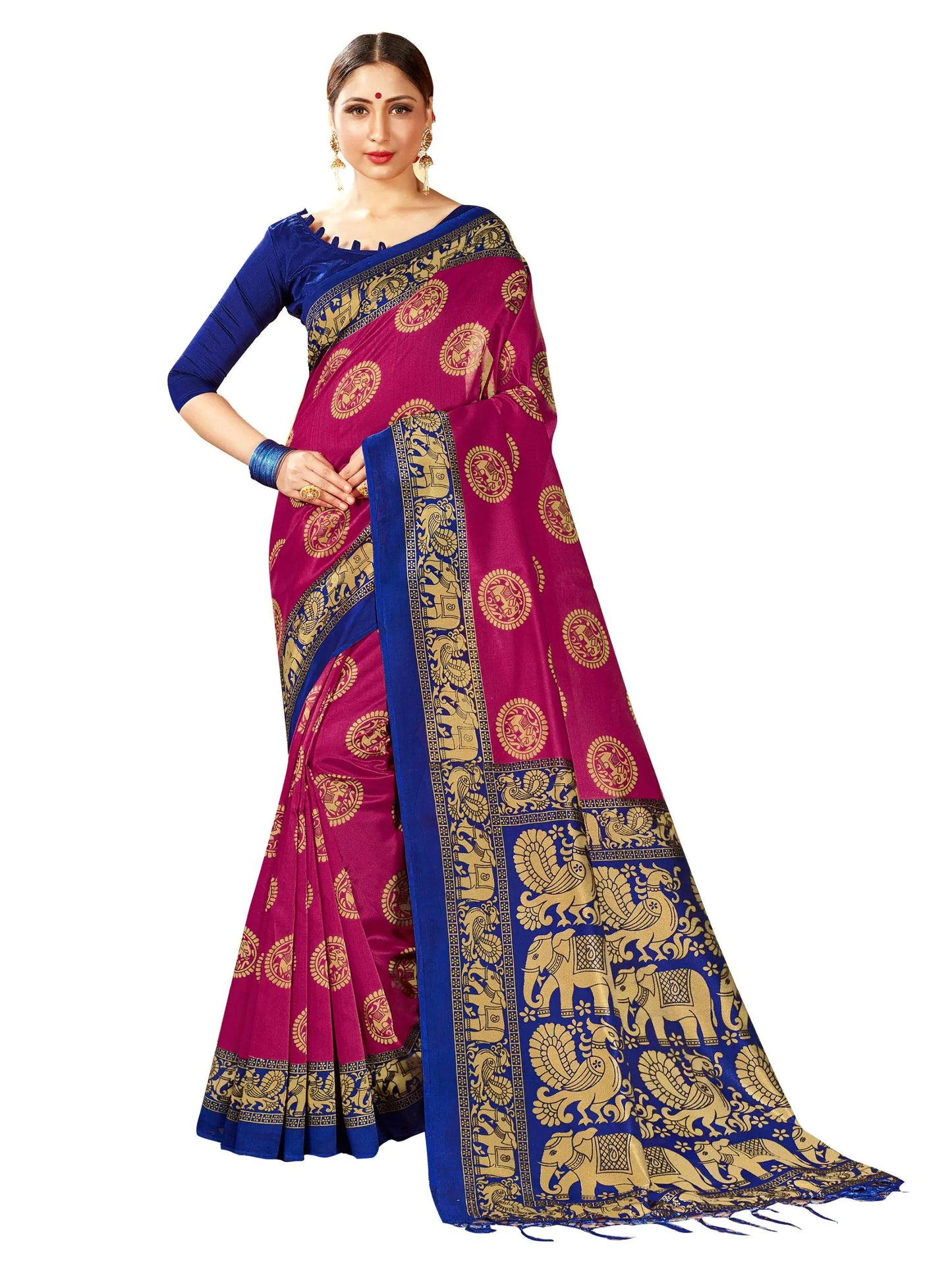 Sarees For Women Mysore Art Silk Printed Saree || Ethnic Gift Indian Traditional Wedding Sari with Unstitched Blouse