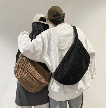 Corduroy Unisex Shoulder Crossbody Bag