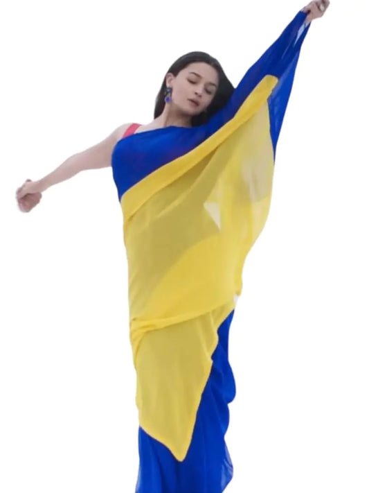 Alia bhatt wear Saree Rocky and rani movie saree celebraty inspired saree manish malhotra partywear Chiffon Fabric sari