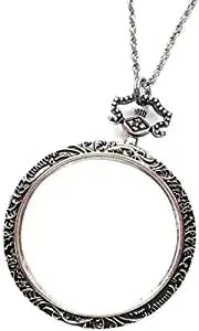 10X Necklace Magnifier with 40mm Diameter Glass Magnification Lens Pendant Necklace Magnifying Portable Pocket Reading Magnifier Loupe Monocle for Books Crafts Jewellery H