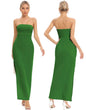 JLCNCUE Womens Tube Strapless Maxi Dress Side Slit Bodycon Dress Sleeveless Off Shoulder Backless Cocktail Dress 295(MediumGreen)