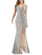 A ARFAR Prom Dress for Women Glitter Evening Party Dress V-Neck Ladies Sexy Split Dress Formal Cocktail Gowns Women Sphagetti Strap Wedding Dress Bodycon Graduation Dress Silver Nude XL