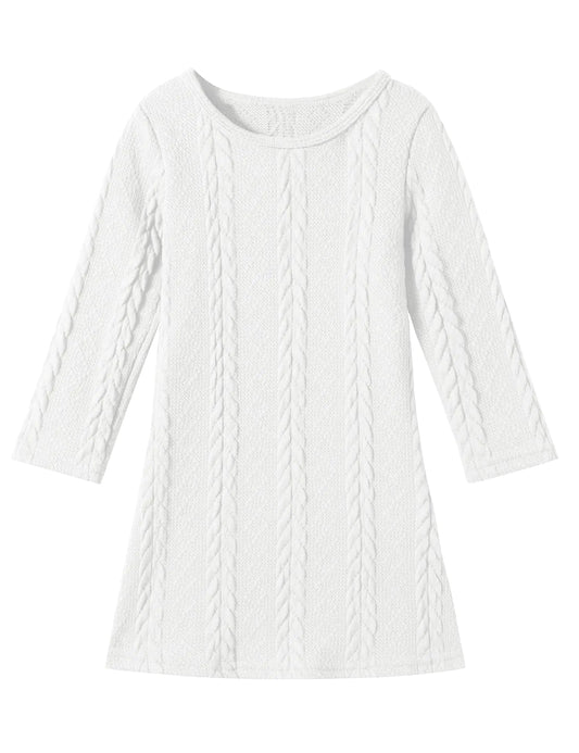 U·nikaka Toddler Baby Girl Dress Long Sleeve Dress Girls Knit Sweater Dress Fall Winter A-Line Pullover Casual Toddler Dress