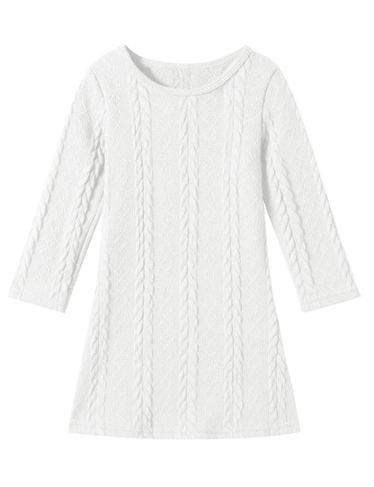 U·nikaka Toddler Baby Girl Dress Long Sleeve Dress Girls Knit Sweater Dress Fall Winter A-Line Pullover Casual Toddler Dress